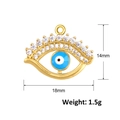 Golden evil eye pendant with blue enamel and white zircon, 18x14mm DIY accessory - A0564 (Eyelash Eye Pendant)
