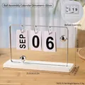 Modern silver flip desk calendar with white base and bead assembly 25.9x7.4x16.1cm - Round Bead DIY-Silver