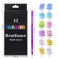 Brutfuner 12-piece metallic colored pencils set with black wooden barrels and color chart - 12-Color Set