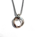 Three-ring necklace in silver and rose gold with pavé crystals on the bail - Rose Gold