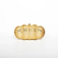 Golden capsule-shaped evening clutch bag with glossy mirror finish and metal clasp - Gold