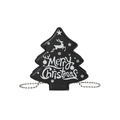 Black Christmas tree shaped crossbody bag with silver bead chain and white holiday prints - Black