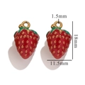 Red enamel strawberry charm in stainless steel with dimensions 18mm by 11.5mm - Large Strawberry