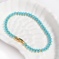 Detail of turquoise marquise-cut stones set in gold-plated tennis bracelet links - Turquoise Green - Gold