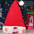 Weihnachtliche Schneemann-Strickmütze mit weißem Bommel und goldenen Pailletten Deko - Gestrickte Plüschmütze - Schneemann