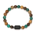 Pisces zodiac tiger eye and turquoise stretch bead bracelet on a white background - Pisces