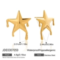 Detail of 18K gold stainless steel liquid star earrings with weight and size dimensions - Star Style (JDE0307059)