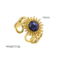 Detail of 15mm sun flower gold ring with blue stone inlay and 3.3g weight data - Lapis Lazuli