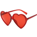 Gafas de sol de corazón rojo translúcido a la moda con lentes de océano - Montura Roja Transparente Lente Roja