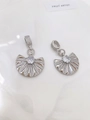 Macro view of crystal-encrusted fan-shaped pendants in silver-tone polished finish - Style D Fan Shape (Pendant Only) / White Gold