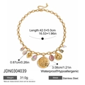 18K gold plated stainless steel chunky chain necklace with heart and vintage charms - Round Locket Style(JDN0304039)