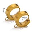 Polished gold stainless steel hoop earrings with small charms, 3mm wide and 9mm inner diameter - 18K Gold Plated / Gold 3x9mm