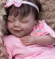 20 inch reborn baby doll with closed eyes, pink striped outfit and rabbit pattern - Striped Rabbit Style / Normal Painted Cloth Body