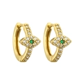 Orecchini a cerchio occhio di Allah dorati con zirconi colorati e pietra verde - Oro Zircone Verde
