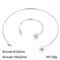 Silver stainless steel heart and cross open choker and bracelet jewelry set - Steel Color KS40627-Z