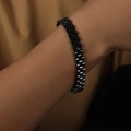 Hip hop style titanium steel watch band link bracelet for men in matte black finish - 10mm Width / Black