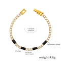 Elegant gold-plated stainless steel bracelet with alternating white zircon and black stones - Black
