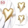 Golden heart-shaped napkin ring with matte finish, measuring 5.3x3.5cm, 50-piece set - Golden Heart Smooth
