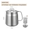 2L matte stainless steel oil filter pot set with fine mesh strainer and fry basket - 2.0L / Matte Style (Pot+Lid+Strainer+Frying Basket)