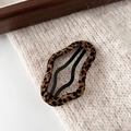 Close-up of leopard print fabric BB hair clip on soft knit background for women - Coffee Leopard - Cloud