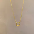 Elegant gold titanium steel horseshoe pendant necklace with refined snake chain link - X1704 Gold - Horseshoe Snake Chain