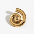 Elegant gold starfish brooch with a spiral texture and polished metallic finish - Spiral Style (KX003) / Gold