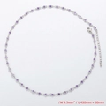 Detail view of silver necklace with purple crystals, 4.5mm width and lobster clasp closure - Necklace / Platinum / Purple Zirconia