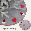Falda para árbol de Navidad de 83cm en fieltro gris con gnomo y corazones rojos - Estilo de Fieltro Gris (Estilo A) / Diámetro 83cm
