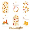 Autumn themed gift tags set with leaves and pumpkins motifs including twine - Style 4 / 12 Pcs/Pack