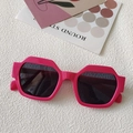 Fashionable rose pink geometric square sunglasses with dark grey lenses and thick frame - Geometric Square Frame / Bogan Red