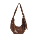 Borsa hobo marrone scuro capiente con dettaglio a nodo sulla tracolla stile retrò - 36*11*32cm / Marrone