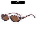 Retro oval sunglasses featuring purple-grey tortoise shell frames and brown lenses - C2-Purple Demi Frame Tea Lens