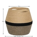 Detail view of cotton rope storage basket showing 30x37x32cm dimensions and woven texture - Yellow+Black Diameter 30-37cm
