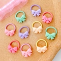 Elastici per capelli per bambini con fiocchi a scacchi in rosa, viola, giallo e verde - 6# Fiocco / Set da 10 pezzi