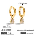 Boucles d'oreilles créoles dorées en acier inoxydable avec pendentifs ours en strass - Or-Pendentif Ours