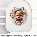 Christmas reindeer wall sticker with colorful lights on toilet lid, 27x27.5 cm size - Christmas Badge 09-Brown Moose