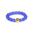 Minimalist 18K gold bead and blue natural stone beaded ring for women in elegant blue finish - Blue (FN0206)