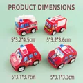 Miniature red fire engine and police car set with cartoon faces for kids' gifts - 4 Styles Pull-back Police Car Series