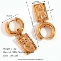 Pendientes de silueta corporal artística en acero inoxidable chapado en oro de 18K - Colgante Rectangular de Cuerpo de Mujer Artístico (Artistic Female Body Rectangular Pendant Earrings-Gold) / Dorado