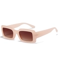 Modern rectangular sunglasses with champagne pink frame and gradient tea lenses - Pink Frame Tea Lens