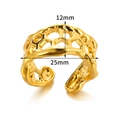 Irregular golden hollow heart open ring with honeycomb texture 12mm wide surface - JZ6523 Honeycomb Cut-out Style / Gold
