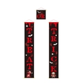 Three-piece Halloween banner set with red Trick or Treat text and skull motifs on black - Halloween 3-Piece Set / Black