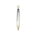 Stainless steel kitchen food tongs with cream silicone tips and locking ring - Food Clip / Off White