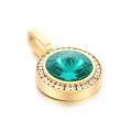 Pendente in acciaio al titanio dorato con pietra verde smeraldo e alone di zirconi bianchi - Stile Verde Smeraldo Oro (KP100766-K)