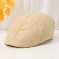 Breathable summer linen ivy cap for men and women in light beige woven finish - One Size / Yellow