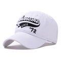 Cappellino da baseball in cotone bianco ricamato Awesome SINCE 72 con visiera curva - Regolabile / Rosa