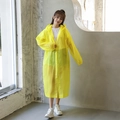 Thickened bright yellow translucent EVA waterproof raincoat with drawstring hood and snaps - 16 Silk Yellow