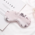 Pink faux silk sleep mask with traditional Chinese ink painting and floral pattern - Misty South-Pink Plum