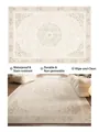 Vintage cream French area rug with Persian floral pattern and waterproof texture - Baroque Manor
