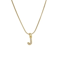 Classic 18k gold brass necklace with letter J pendant featuring micro-paved zircon stones - Letter J